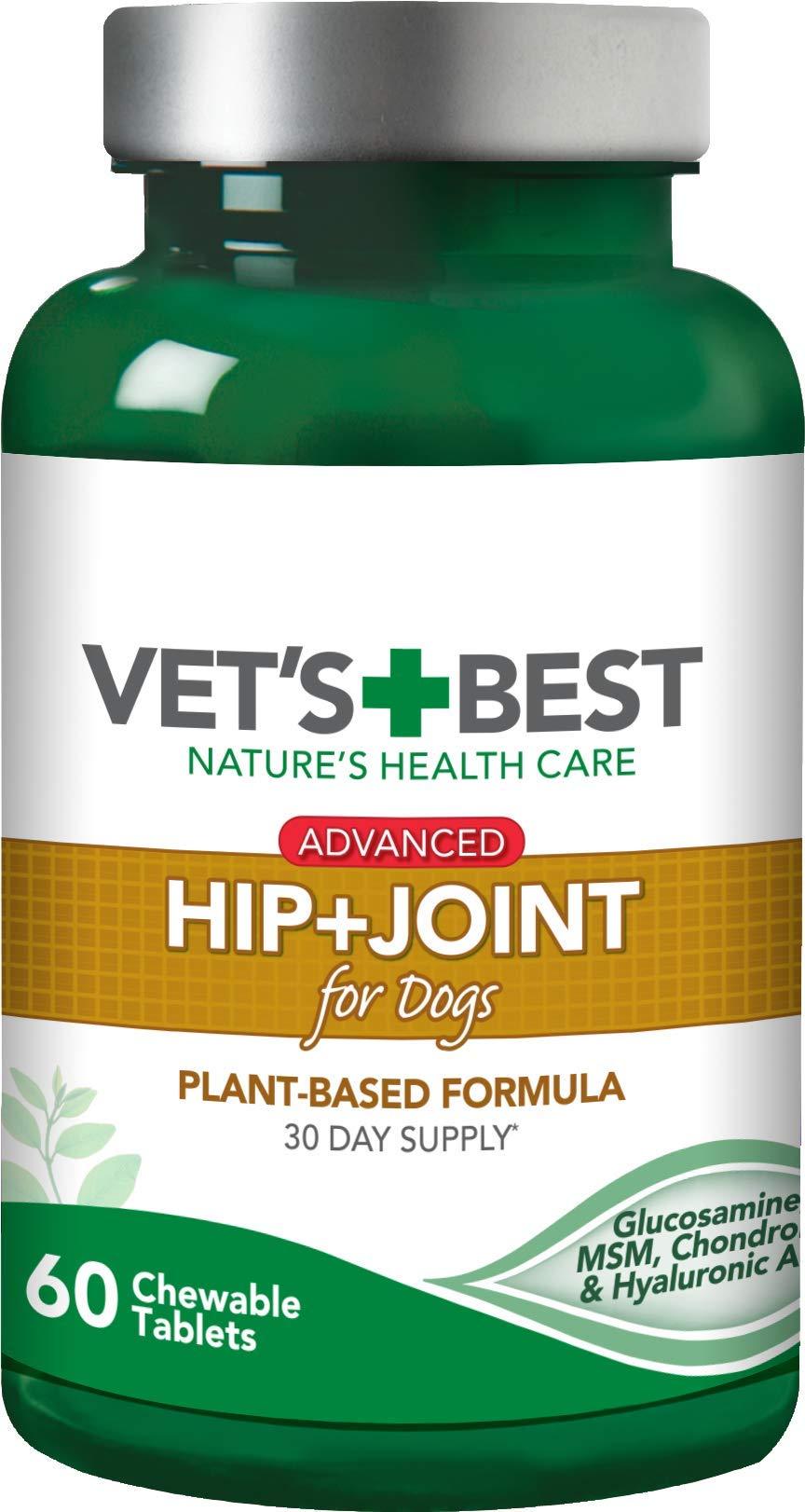 Vet's Best Advanced Hip and Joint Dog Supplements Formulated with Glucosamine and Chondroitin to Support Dog Joint and Cartilage Health, 60 Tablets - PawsPlanet Australia