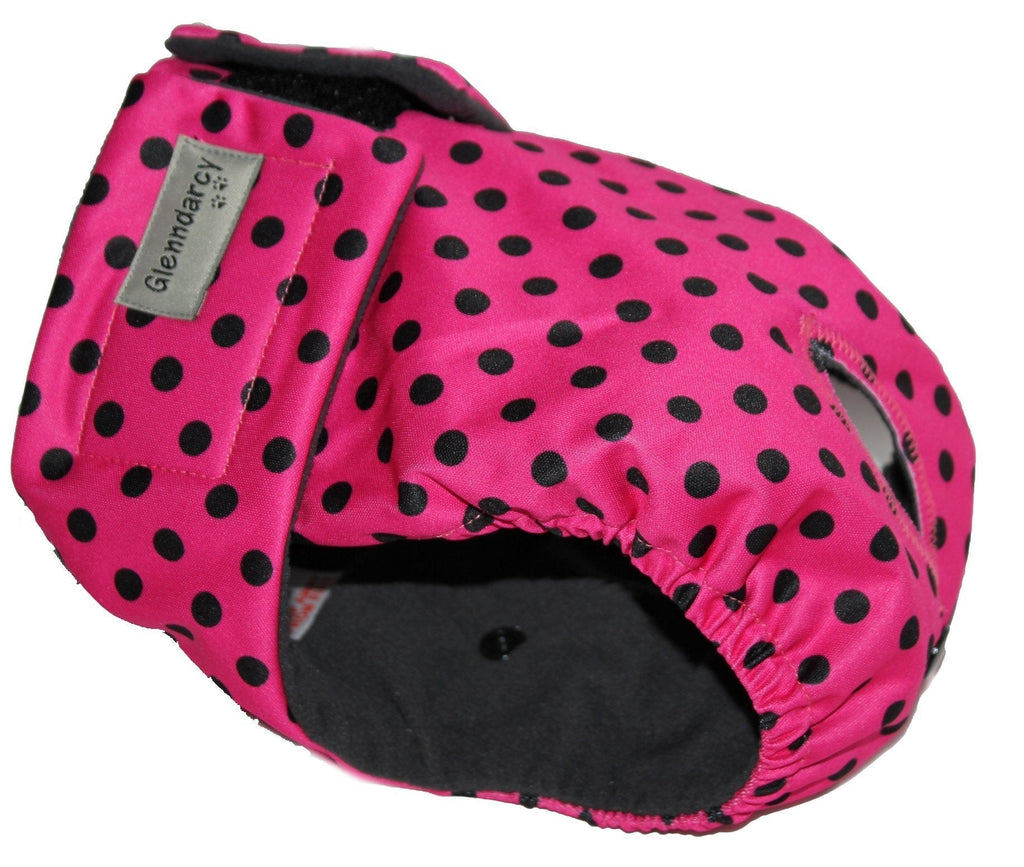 Glenndarcy Female Dog Season Nappy - Waterproof Fabric (Size Small Pants only, Dotty Pink) - PawsPlanet Australia