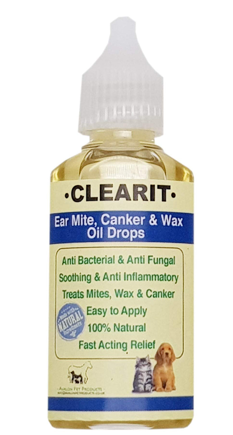 APP Clearit Ear Mite, Wax & Canker Relief Oil Drops 30ml Treatment/Remedy 100% Natural Product 30 ml (Pack of 1) - PawsPlanet Australia