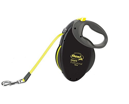 flexi Compact Retractable Dog Lead - with 10m Freerange Length - Suitable for Especially Large and Strong Dogs Up to 50kg (Black/Neon) Black / Neon - PawsPlanet Australia