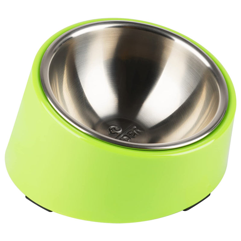 SUPERDESIGN Mess Free 15° Slanted Bowl for Dogs and Cats, Tilted Angle Bulldog Bowl Pet Feeder, Non-Skid & Non-Spill, Easier to Reach Food L/600ml Green L/3 Cup - PawsPlanet Australia