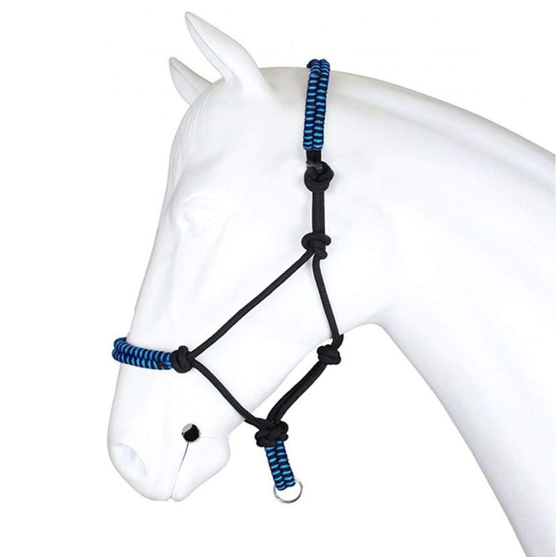 Horka Nylon Snake Headcollar Adjustable Leather Headpiece Noseband Horse Halter Blue Lagoon Full - PawsPlanet Australia