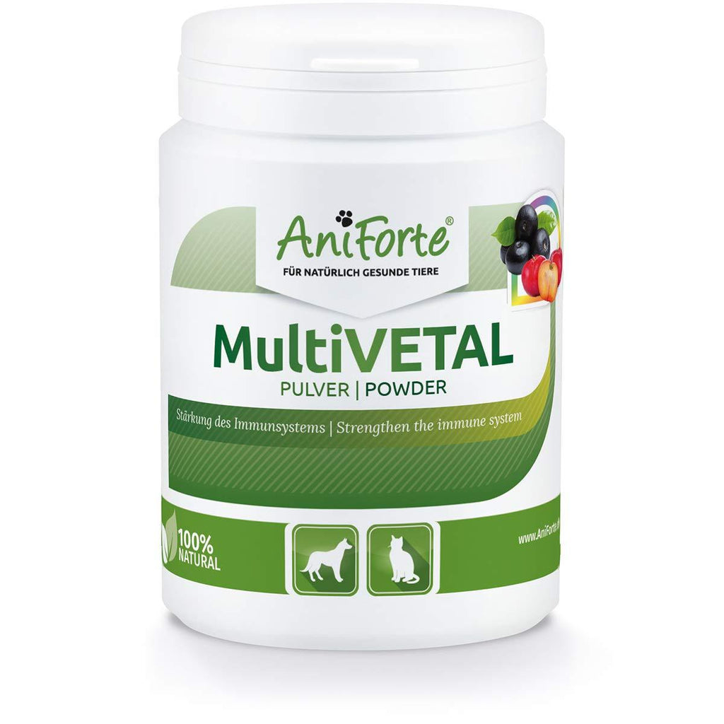 AniForte MultiVitamin MultiVETAL Powder 100g: Natural Vitamin Supplement for Dogs & Cats - Contains 13 Vitamins & 11 Minerals, Including Vitamin B Complex, B1, B2,B5, B6, B12, A, C, D, E, K, Omega 3 - PawsPlanet Australia