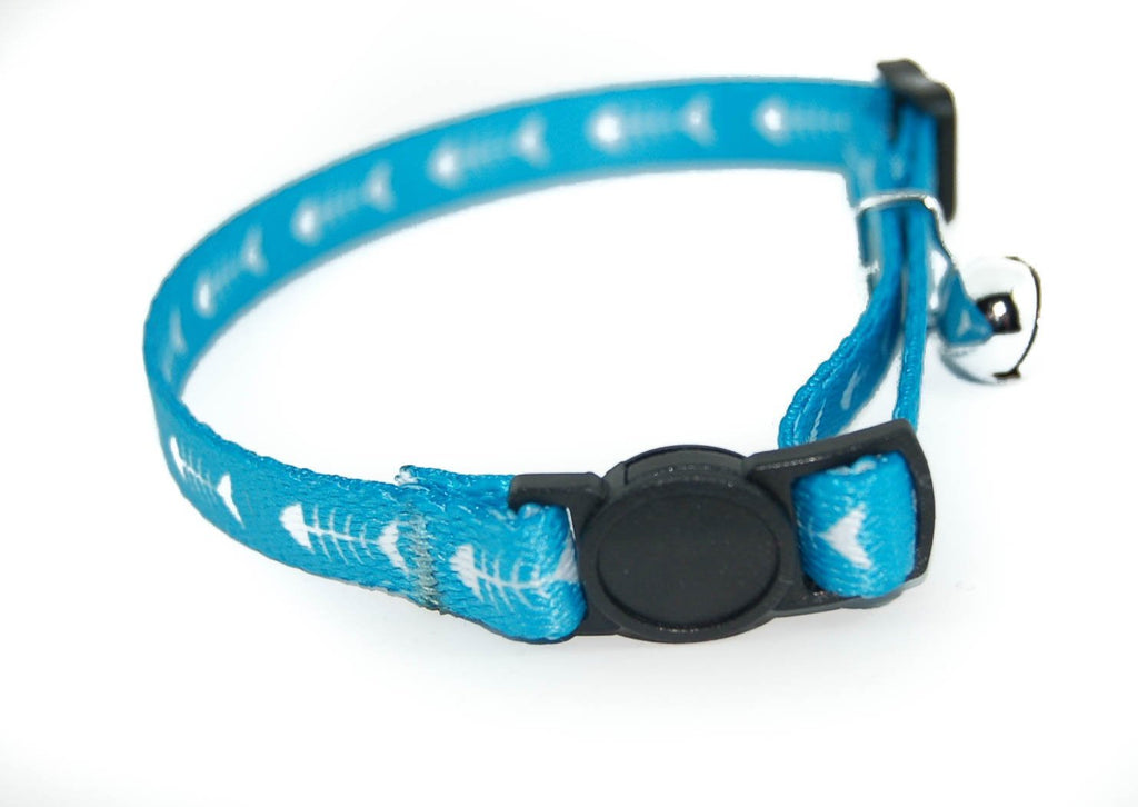 Pet Palace® "Fishy Feline ocean blue safety collar with bell plus FREE cute catnip toy! - PawsPlanet Australia