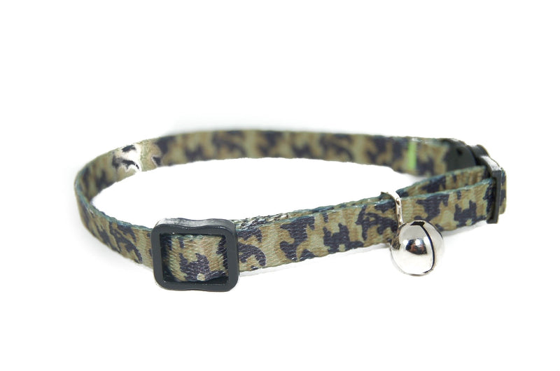 Pet Palace® "MILITARY MOGGY camouflage green safety collar with bell plus FREE cute catnip toy - PawsPlanet Australia