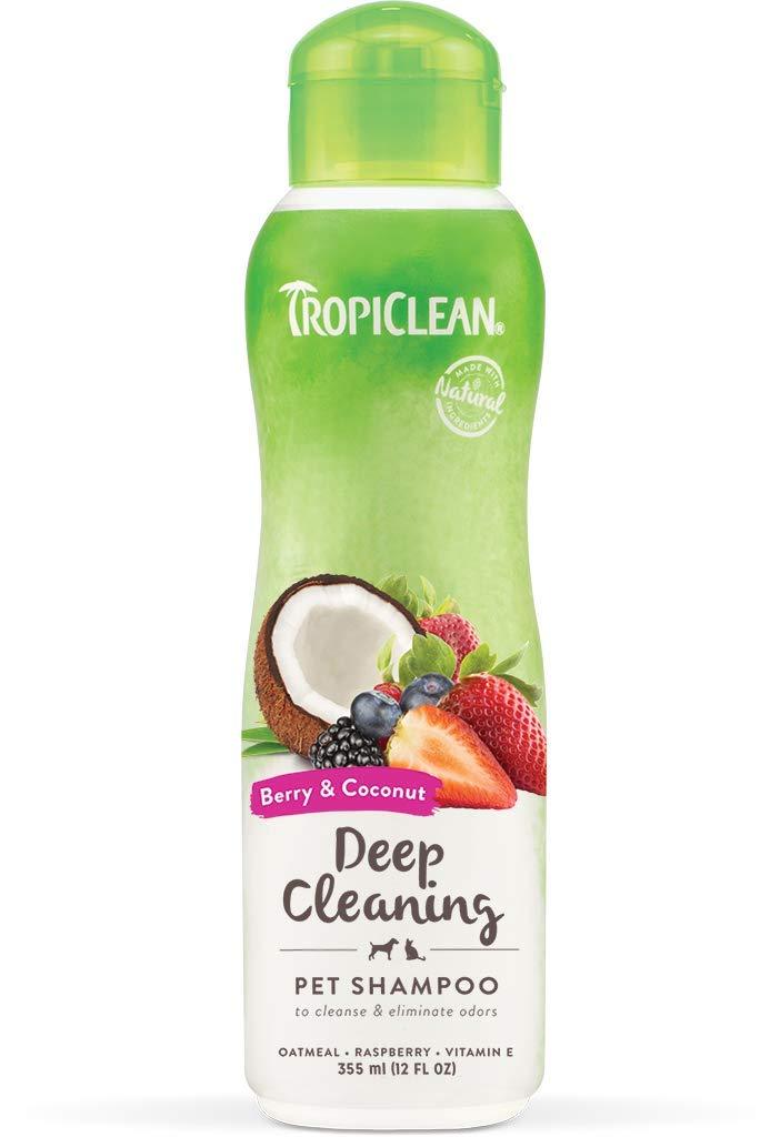 TropiClean Shampoo for Pets, Deep Cleansing Dog & Cat Shampoo - Naturally Derived Ingredients - Soap & Paraben Free - pH Balanced - Rich Lather - Fresh Fragrances - Berry and Coconut (355 ml) - PawsPlanet Australia