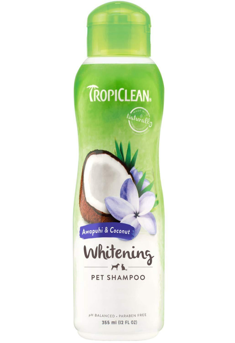 TropiClean Shampoo for Pets - Whitening - Brightens, Moisturises, Conditions Skin & Coat I For Dogs & Cats I Free from Parabens, Soap - Awapuhi & Coconut (355 ml) - PawsPlanet Australia