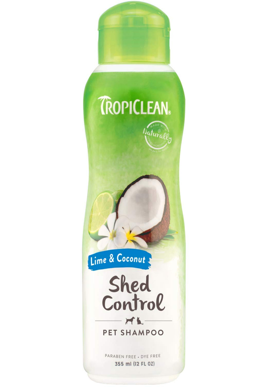 TropiClean Shampoo for Pets - Shed Control - Moisturises Skin & Coat - For Pets - Paraben & Dye Free - Environmentally-Safe, Cruelty-Free - Lime & Cocoa Butter (335 ml) - PawsPlanet Australia