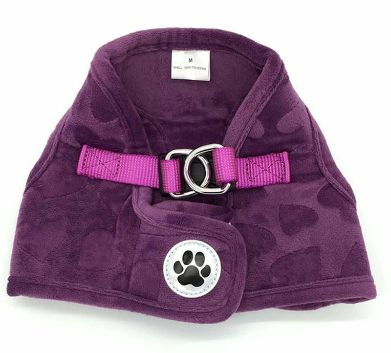 Purple Lovely Heart Print Small Cute Fleece Padded Dog Puppy Harness Winter Pet Cat Harnesses,Small Size - PawsPlanet Australia