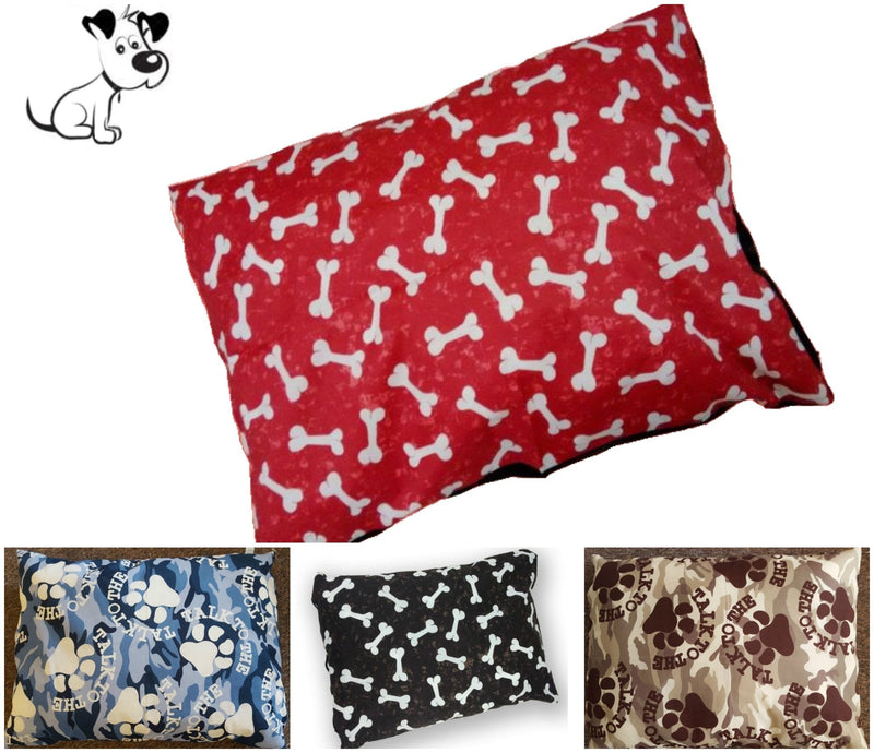 NEW Medium (28" x 18") DOG BED Filled Cushion / Pillow- Washable Cover & Removable ZIP - Non Allergenic Poly Cotton- Random Patterns - PawsPlanet Australia