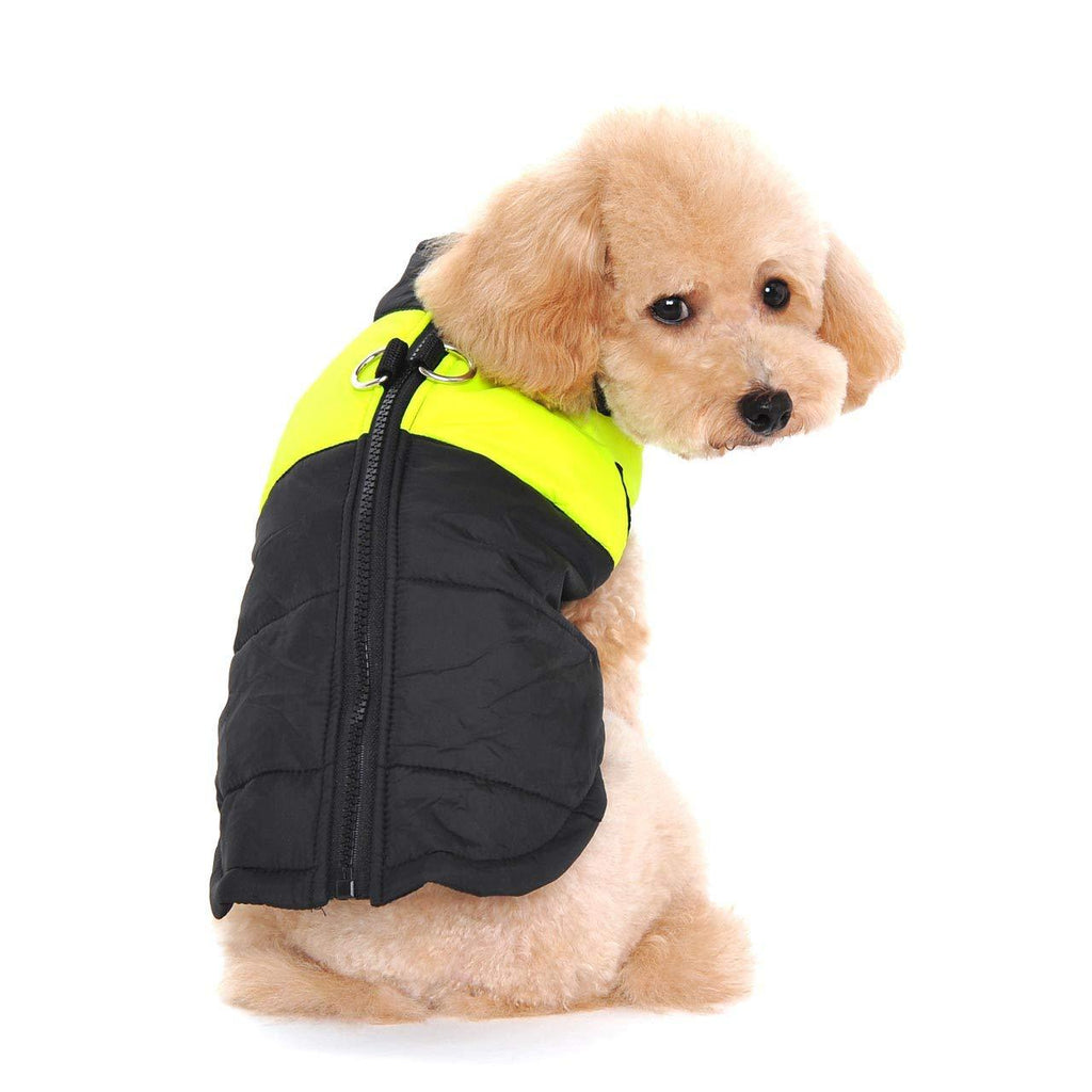 Ectkuee Waterproof Dog Coat Jacket Warm Padded Puffer Pet Dog Puppy Clothes Vest (Green,S) S Vert - PawsPlanet Australia