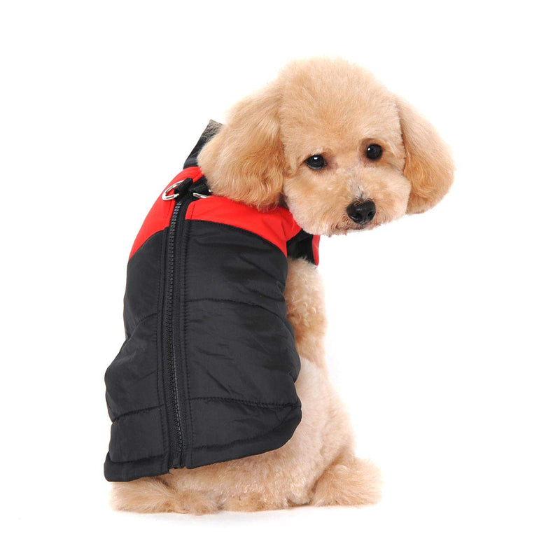 Ectkuee Waterproof Dog Coat Jacket Warm Padded Puffer Pet Dog Puppy Clothes Vest (Red,S) S Rouge - PawsPlanet Australia