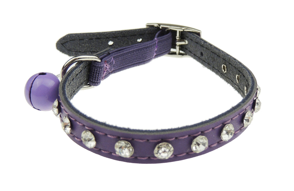 Pretty Kitty Extra Sparkly Diamante Cat Kitten Collar Safety Elastic & Bell Purple - PawsPlanet Australia