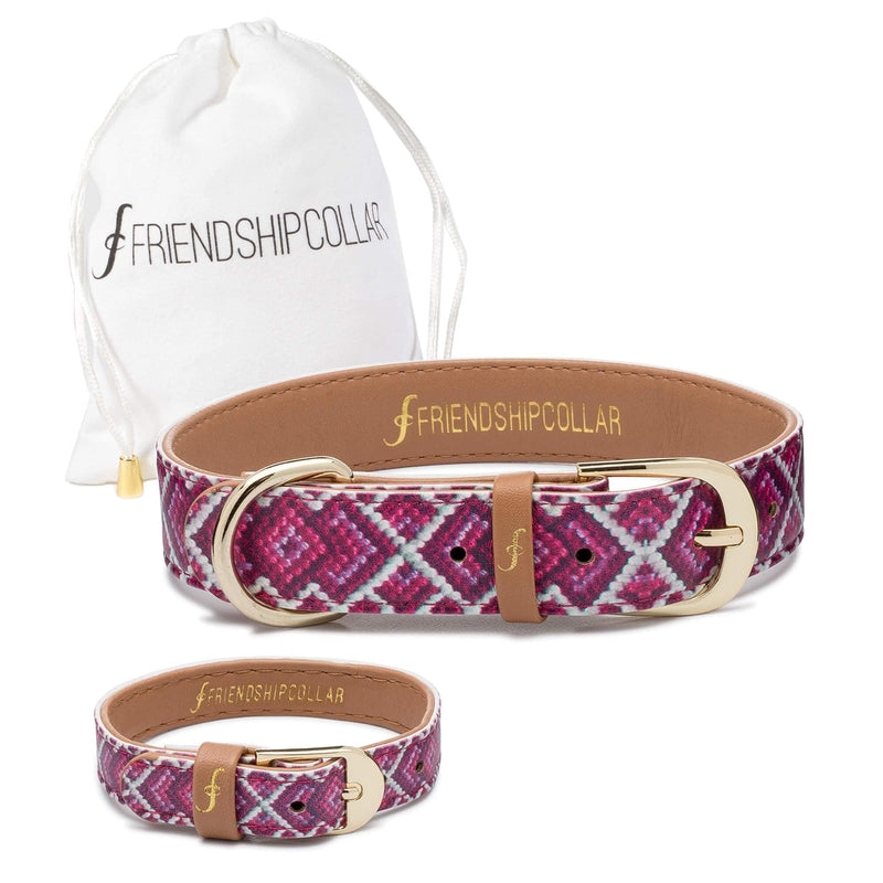 FriendshipCollar Dog Collar and Matching Bracelet - The Pink Princess - X-Large - PawsPlanet Australia