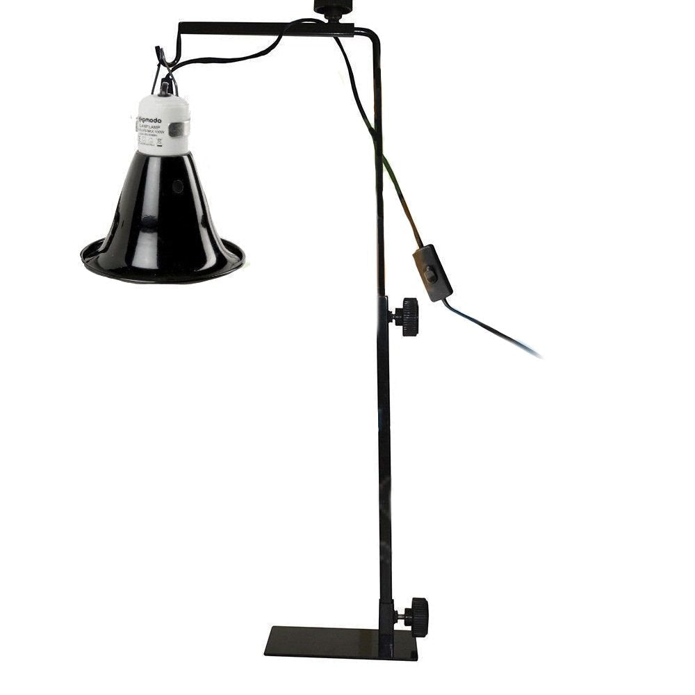 Komodo 14CM 60W DOME CLAMP LAMP WITH ADJUSTABLE LIGHT STAND VIVARIUM TORTOISE TABLE - PawsPlanet Australia