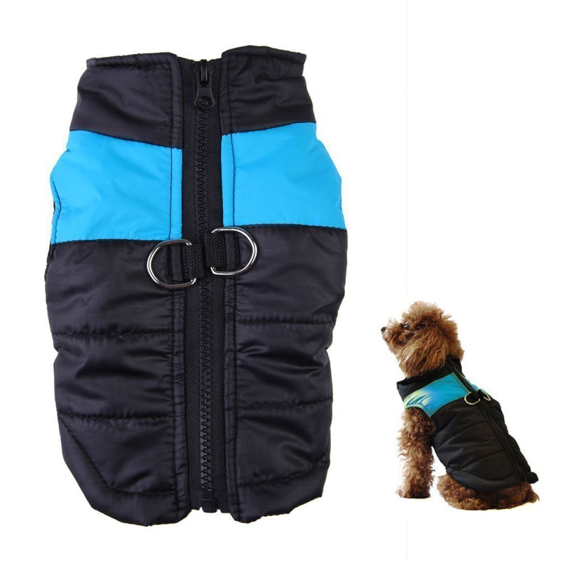 ZoonPark® Pet Dogs Winter Coat Jacket Apparel,Dog Cat Warm Soft Light Waterproof Coat Jacket Vest Harness Padded Puffer Warm Winter Clothes For Small Medium Big Dog, Large Dog (S, Blue) S - PawsPlanet Australia