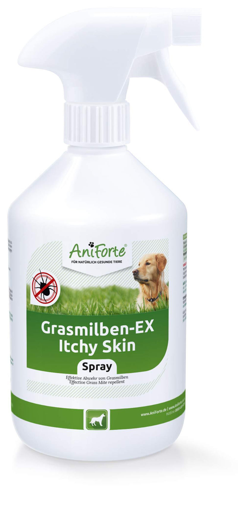 AniForte 100% Natural Itchy Skin Cure 500ml for Dogs - Stop Itchy Dog Skin, Endorsed by Vets, Natural Repellant for Dogs, Stop Irritated Dog Skin caused by Grass-Mites and Bites - PawsPlanet Australia