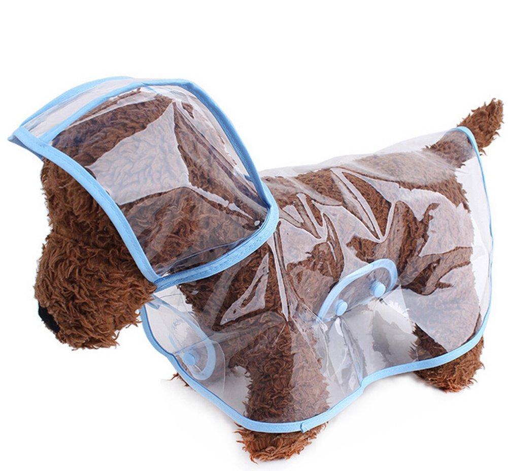 ZoonPark® Pet Dog Raincoat Poncho,Dog Puppy Pet Lightweight Waterproof Teddy Transparent Plastic Poncho Raincoat for Small Or Medium Dogs (M, Blue) M - PawsPlanet Australia