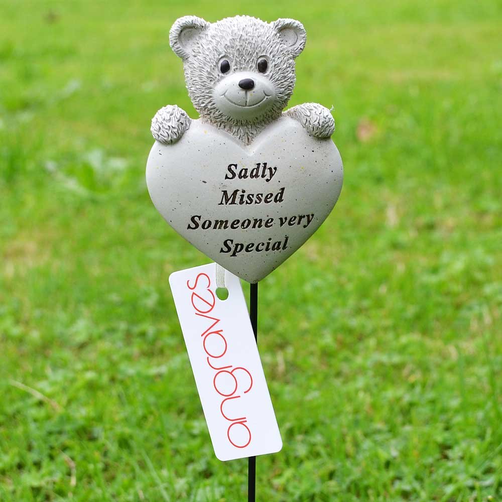 Angraves Someone Special Sadly Missed Teddy Bear Heart Memorial Tribute Stick Graveside - PawsPlanet Australia