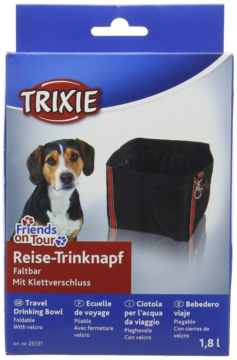 Trixie Travel Bowl, 1.8 Litre, Black, Pack of 4 - PawsPlanet Australia