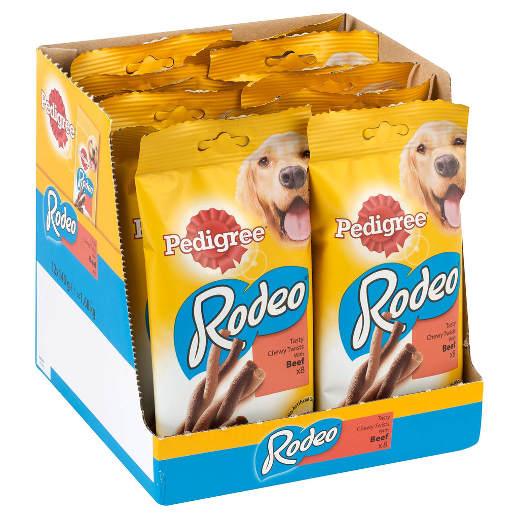 Pedigree Rodeo - Chewy Twists Dog Treats With Beef, 1 Bag of 12 X (1 X 140 G / Total Of 8 Chews) 8 Count (Pack of 12) - PawsPlanet Australia