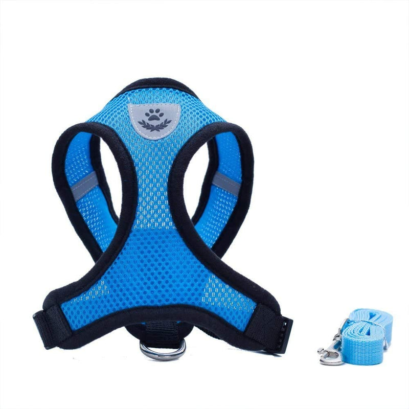 Locisne Mesh Fabric Dog Vest, Harness Soft and Adjustable Comfortable Pet Lead with Clip S blue - PawsPlanet Australia