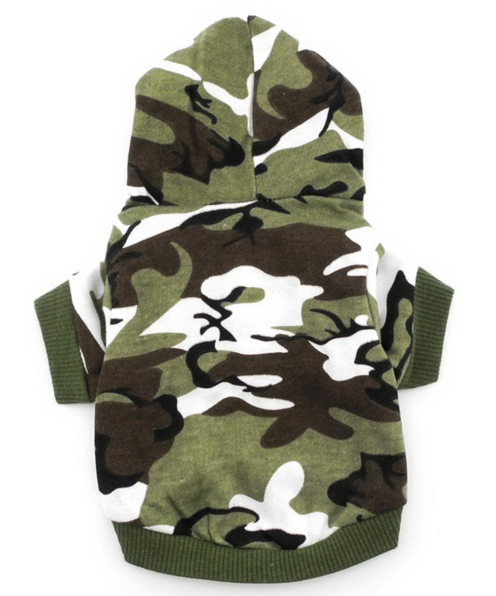 SMALLLEE_LUCKY_STORE Small Dog Camo Hoodie Shirt Chihuahua Clothes for Boys Puppy Tee Shirt for Cat Yorkshire Toy Poodle Green L mini-L(Back:34cm;Chest:48cm) - PawsPlanet Australia