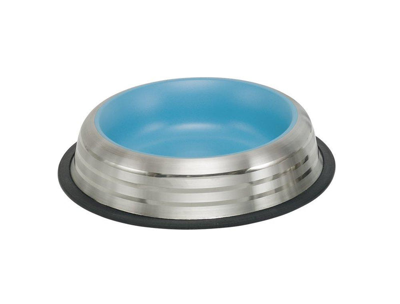 Nobby Royal Stripe Stainless Steel Bowl, 0.45 Litre, Light Blue 450 ml - PawsPlanet Australia