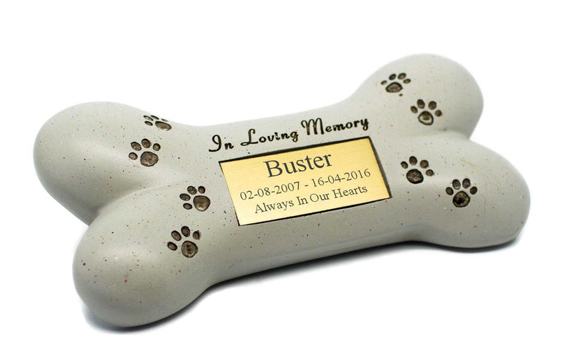 Personalised Pet Dog, Bone Shaped Plaque Memorial Grave Cremation Engraved - Enter Your Own Custom Text - PawsPlanet Australia
