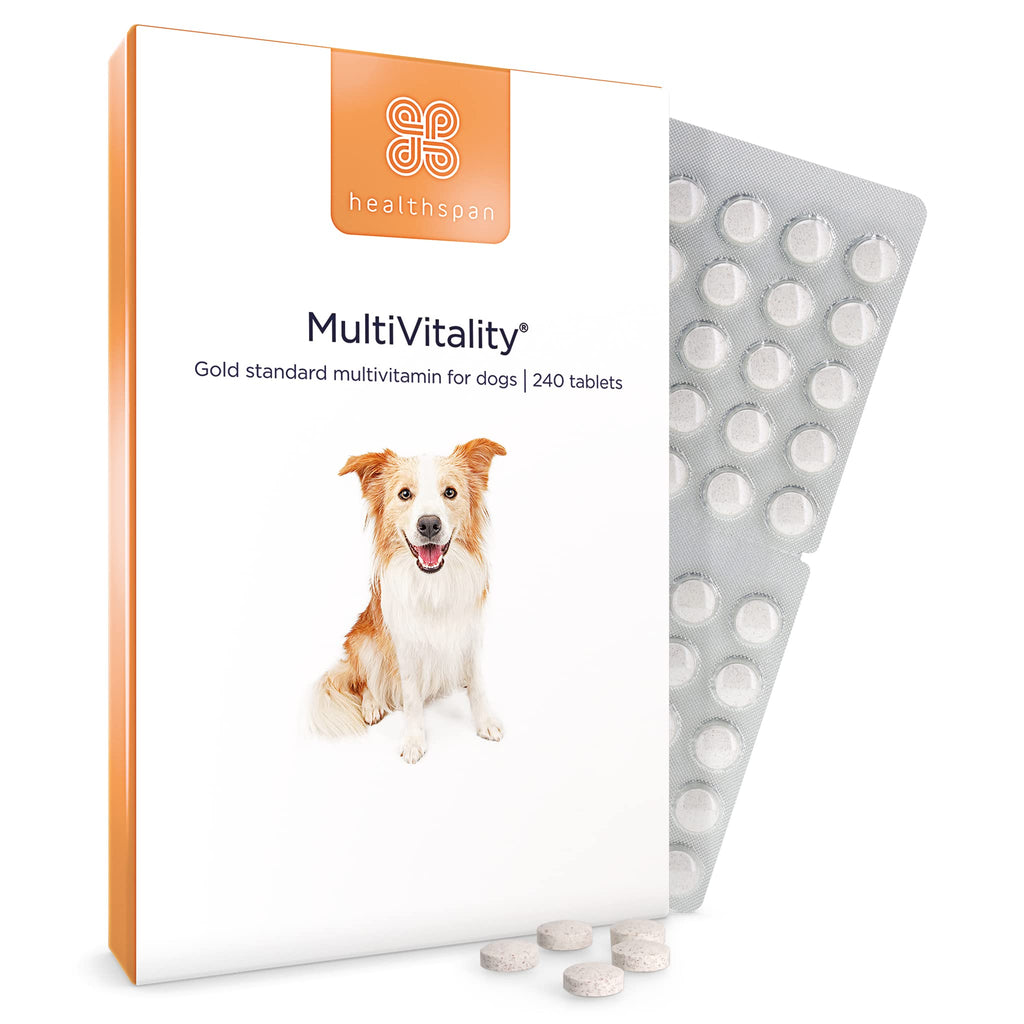 healthspan MultiVitality for Dogs (240 Tablets) | A Gold Standard Multivitamin for Every Stage in Life | 18 Essential Vitamins & Minerals | Vitamins A, B, C, D & E | Magnesium & Zinc | Beef Flavoured - PawsPlanet Australia