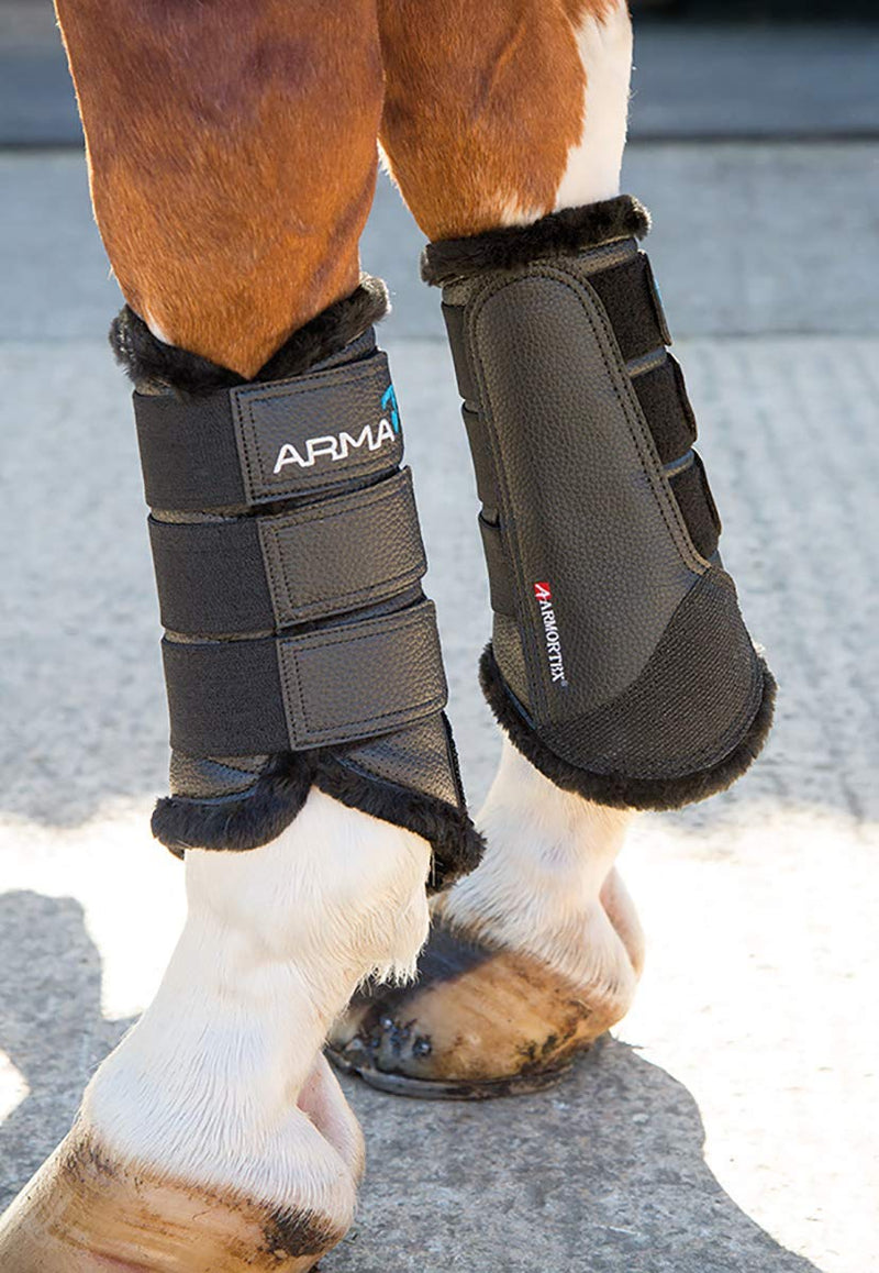 Shires Arma Fur Lined Brushing Boots - Black Cob - PawsPlanet Australia