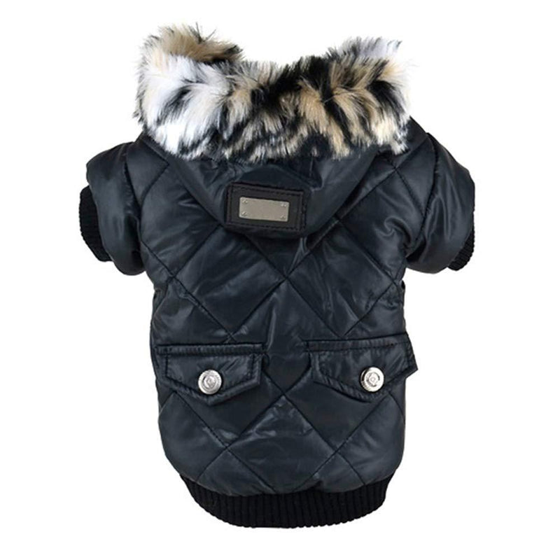 Balai Small Dog Faux Hoodie Thick Jacket Pet Puppy Waterproof Warm Coat Clothes for Small Breed Dog Like Chihuahua (X-Large, Black) - PawsPlanet Australia