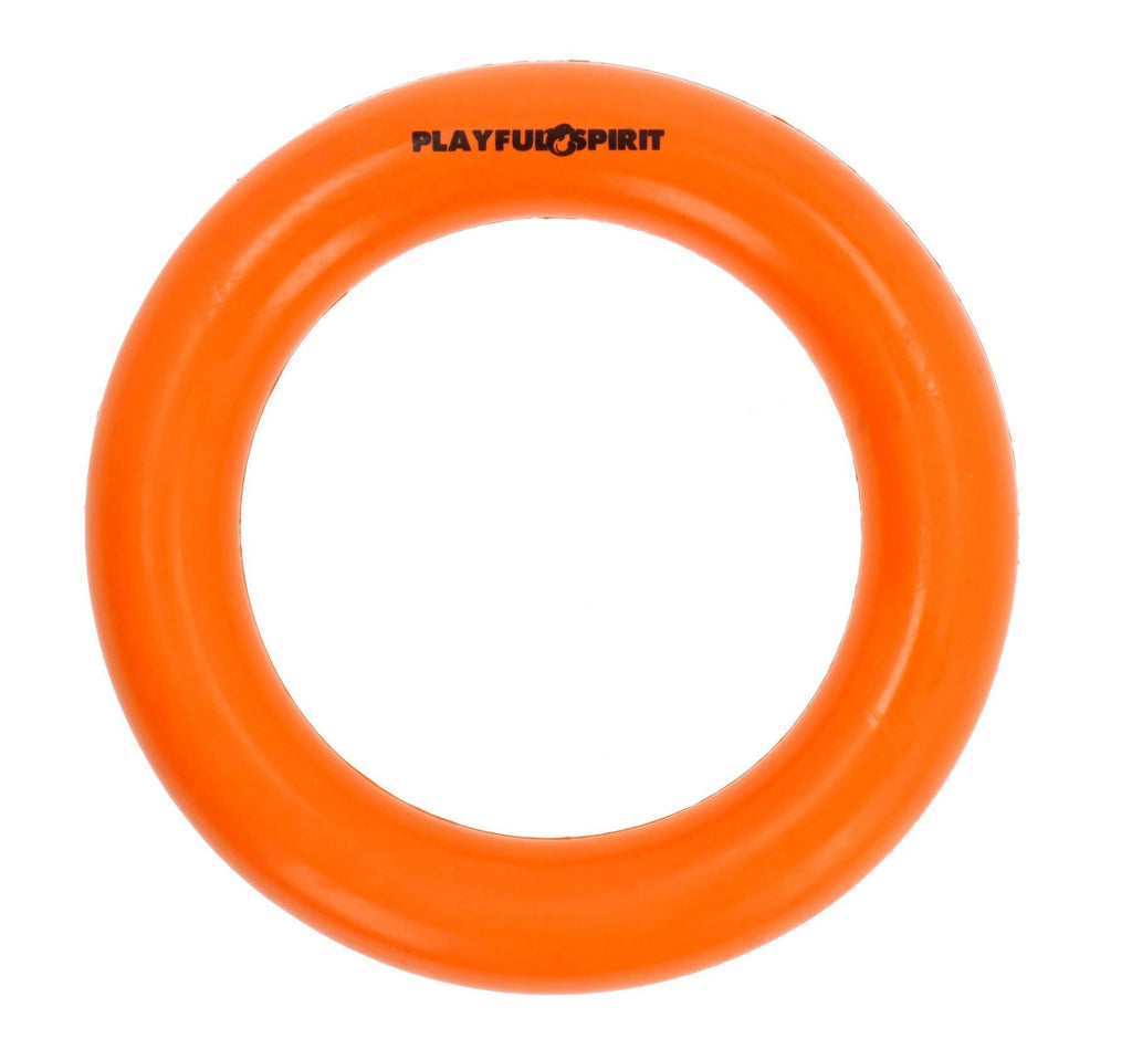 PlayfulSpirit Durable Rubber Ring Dog Toy, Chew Toy for Puppies and Dogs, size L L (1 Count) Orange - PawsPlanet Australia