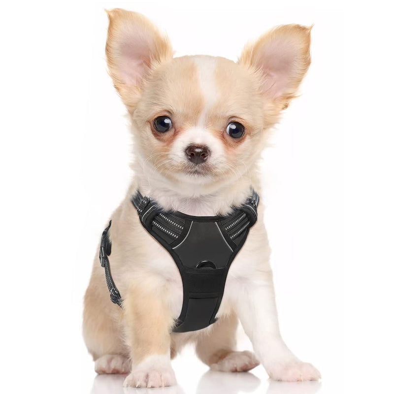 rabbitgoo No Pull Dog Harness Small, Front Clip Pet Vest Harness with Handle Adjustable Padded Harness Easy Control Harness for Outdoor Training Walking Black S (Pack of 1) - PawsPlanet Australia