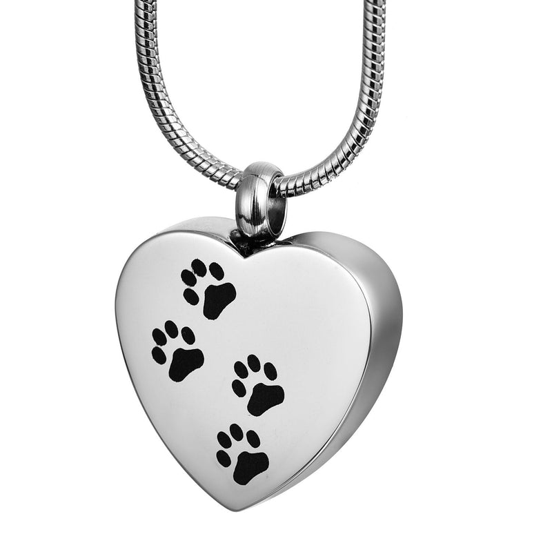 ZCBRISK Stainless Steel Memorial Keepsake Jewelry Pet Paw Urn Necklace Cremation Pendant for Ashes Love Pet 1 - PawsPlanet Australia