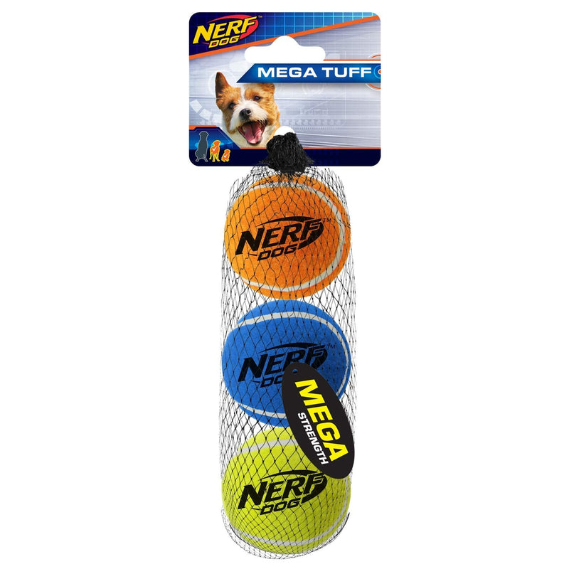 Nerf Dog Mega Strength Tennis Balls Toy, Small, Pack of 3 - PawsPlanet Australia