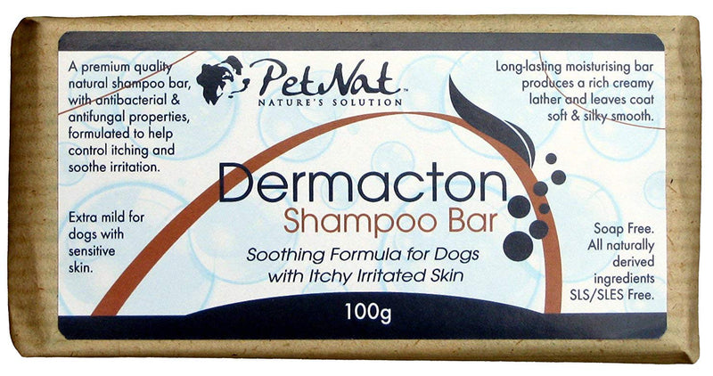 Petnat Dermacton Dog Shampoo for ITCHY Irritated Skin | Natural Relief From Itching, Antibacterial and Antifungal, Long Lasting Bar Format, Great for Sensitive & Dry Skin, Professionally Recommended - PawsPlanet Australia