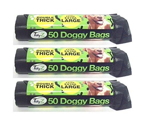 150 Extra Strong TidyZ Black Doggy Waste Bags With Tie Handle 32cm x 38cm - PawsPlanet Australia
