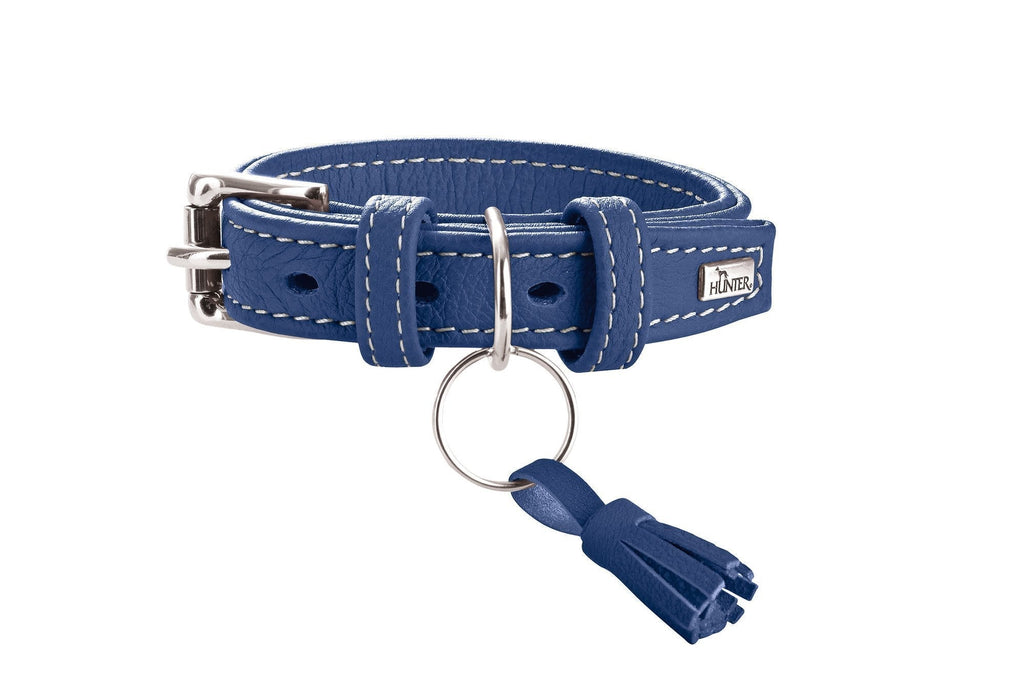 Hunter HT63304 Cannes Leather Collar, One Size blue - PawsPlanet Australia