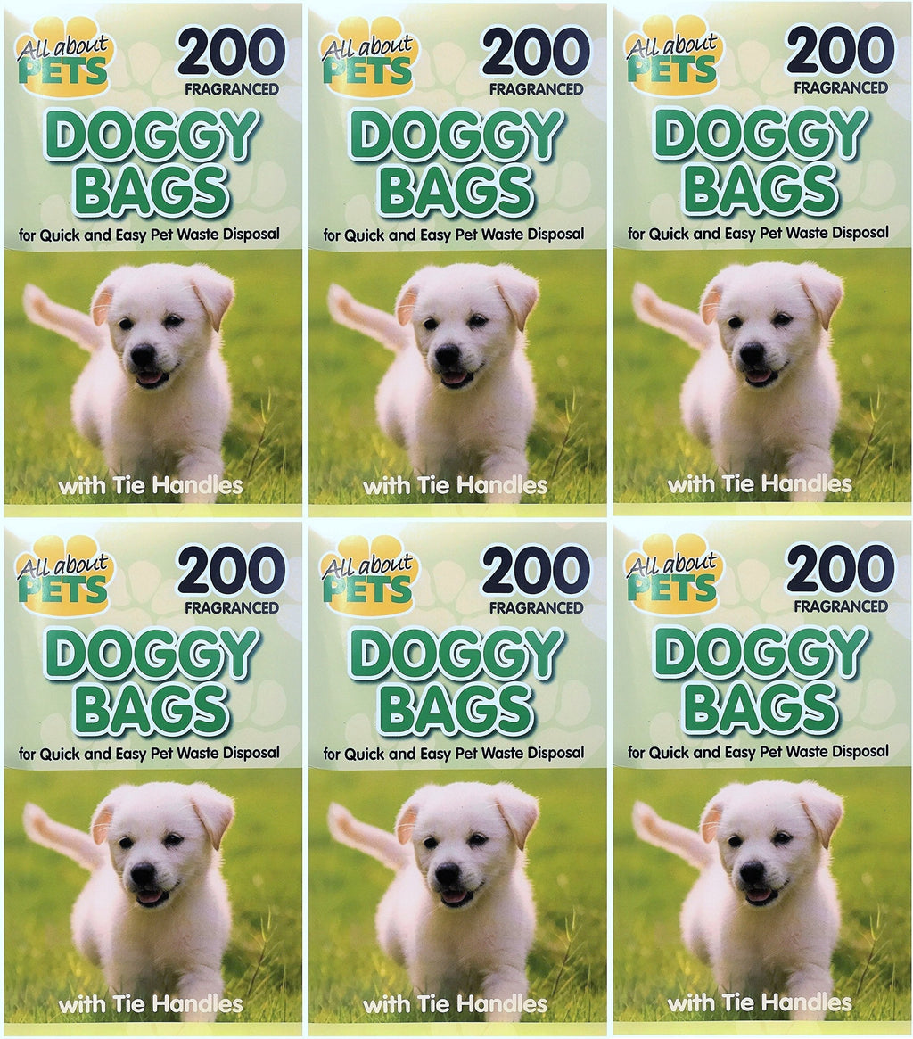All About Pets 1200 Fragranced Doggy Bags with Tie Handles (6 x 200 Pack) - PawsPlanet Australia