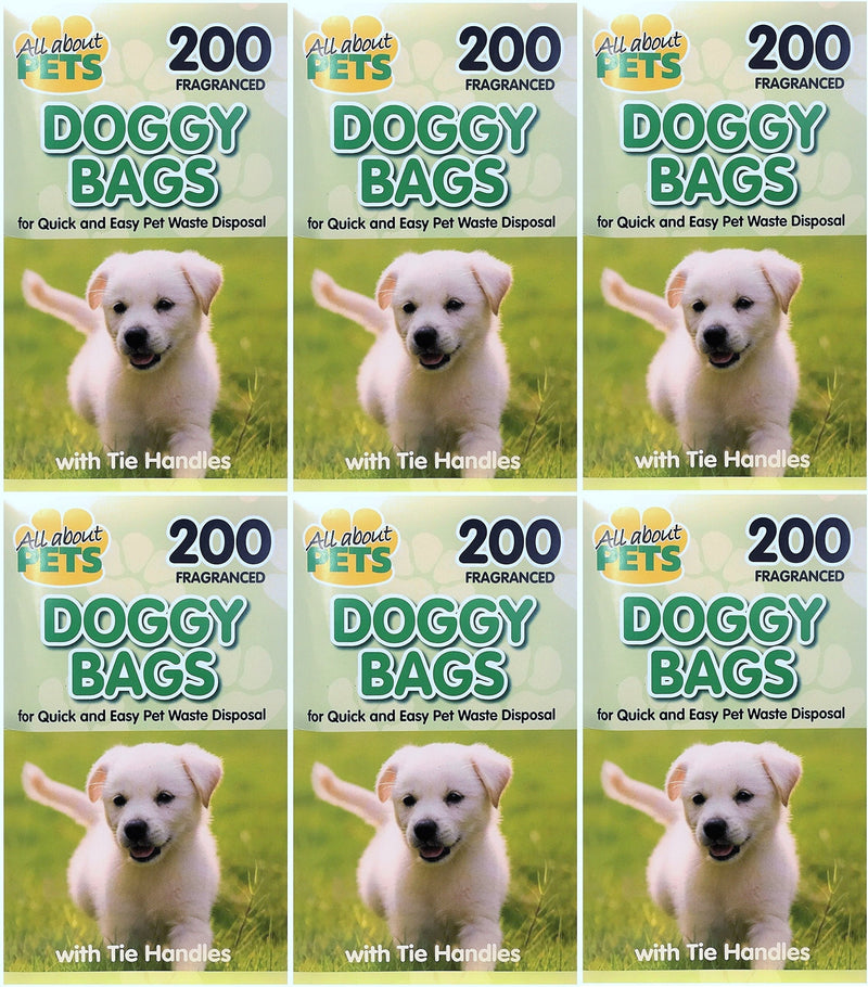 All About Pets 1200 Fragranced Doggy Bags with Tie Handles (6 x 200 Pack) - PawsPlanet Australia