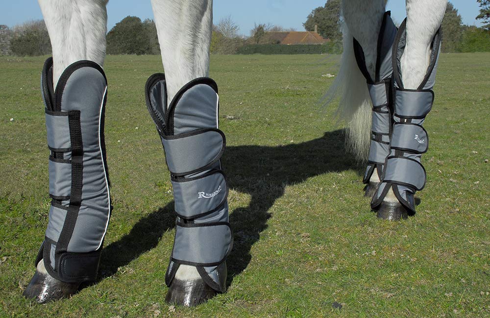 Rhinegold Elite Full Length Travel Boots - Set of 4 Silver / Black - PawsPlanet Australia