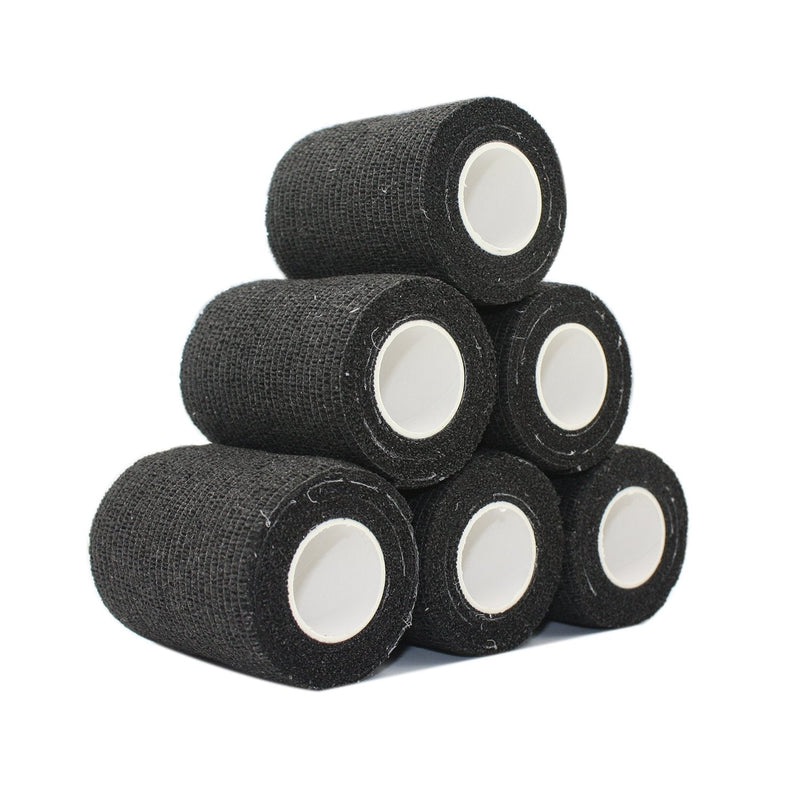 COMOmed Cohesive Bandage Adhesive Bandage Roll Flexible Bandage Non-Woven Cohesive Athletic Tape Alleray Tested Black 7.5cm 6 Rolls - PawsPlanet Australia