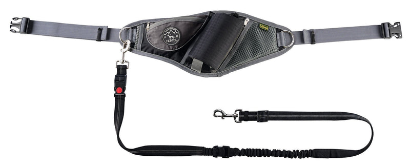 HUNTER Belt Pouch with Anti-Jerk Lead, Jasper Black/Grey - PawsPlanet Australia