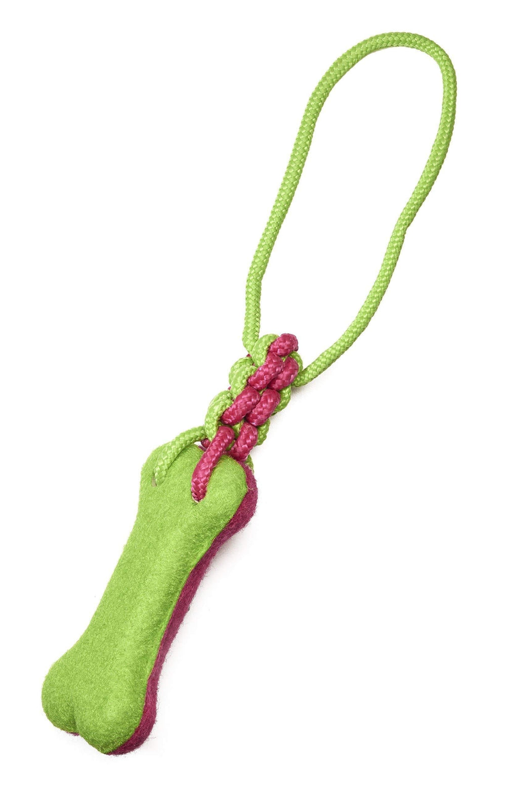 Pistachio Pet Dog Toy - Rope Tug With 5" Rubber Bone - New For Spring 2018! (Pink/Green) Pink/Green - PawsPlanet Australia