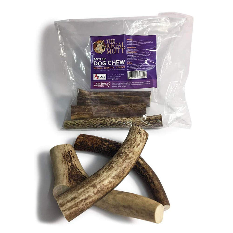 The Regal Mutt - Antler Dog Chews Medium (Pack of 3) - PawsPlanet Australia