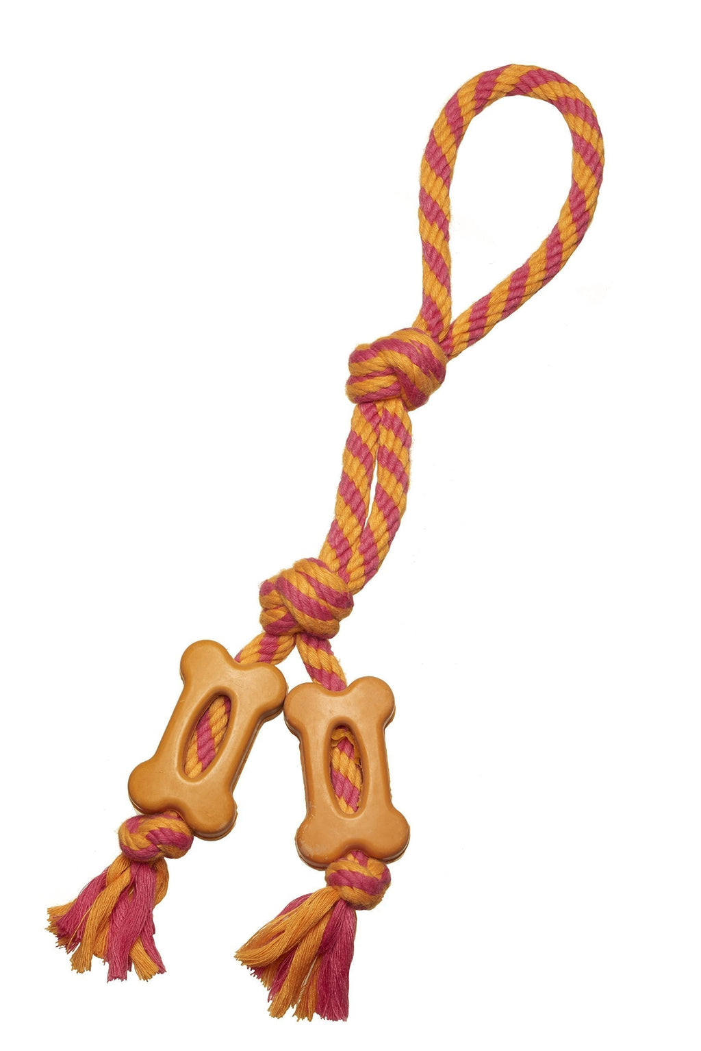 Pistachio Pet Dog Toy - Rope And Rubber Chew Bone Toy 17" (Orange) Orange - PawsPlanet Australia