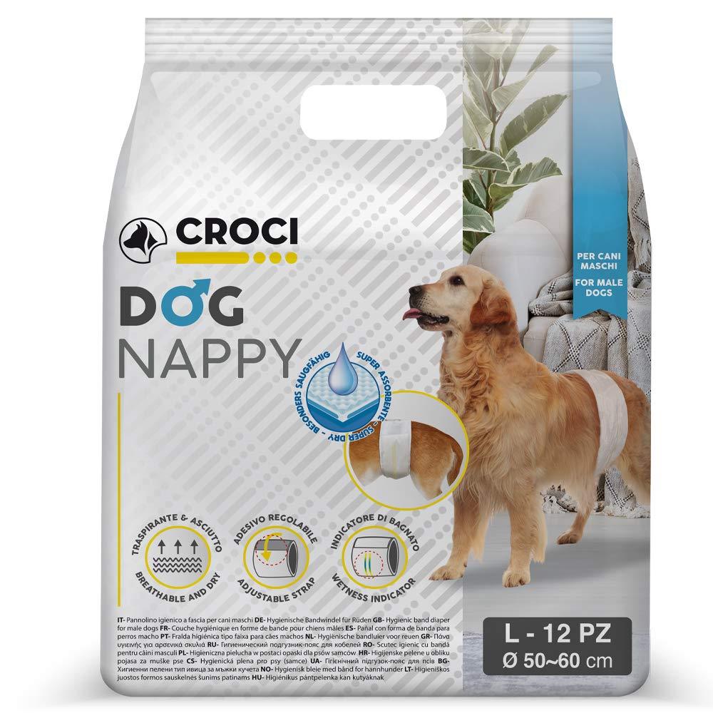 Croci Nappy Wrap for Male Dog, Large, 50-60 cm, 12-Piece - PawsPlanet Australia