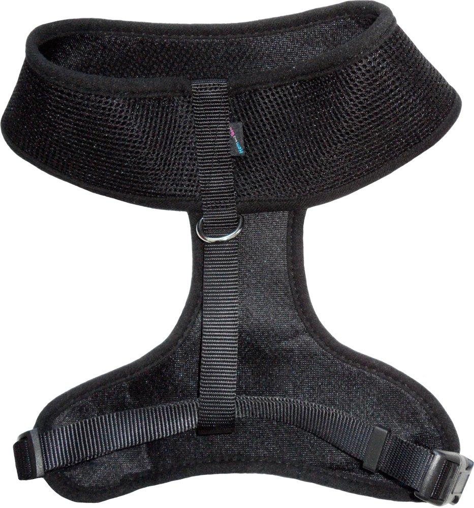 Hem and Boo Soft Mesh Harness, Large, Black - PawsPlanet Australia