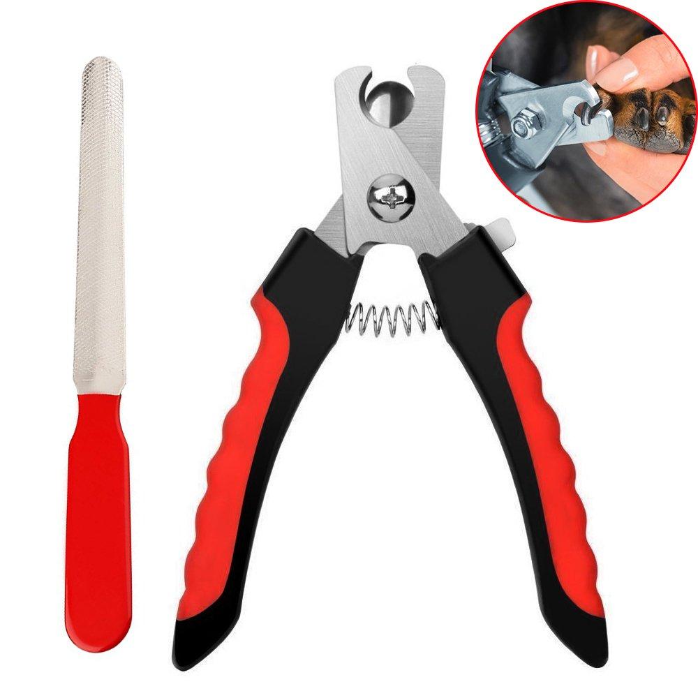 PIPITAO Professional Pet Nail Clippers Dog Claw Trimmers with Free Nail File,Protective Guard,Safety Lock and Non-Slip Handles,Suitable for Dogs,Cats and Small Animals Grooming(X-Large,Red) X-Large Red - PawsPlanet Australia